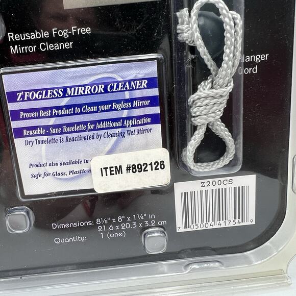 NEW Z’Fogless Fog Free Shower Mirror Lighted Clock Razor Holder Silver Gray 8x8 - Picture 6 of 8